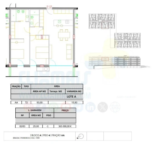 Apartamento T3 para Venda em Ferreiros e Gondizalves Planta 4