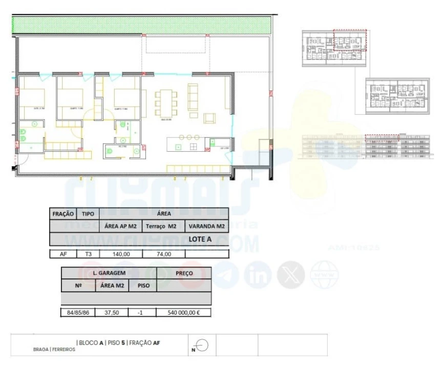 Apartamento T1 para Venda em Ferreiros e Gondizalves Planta 5