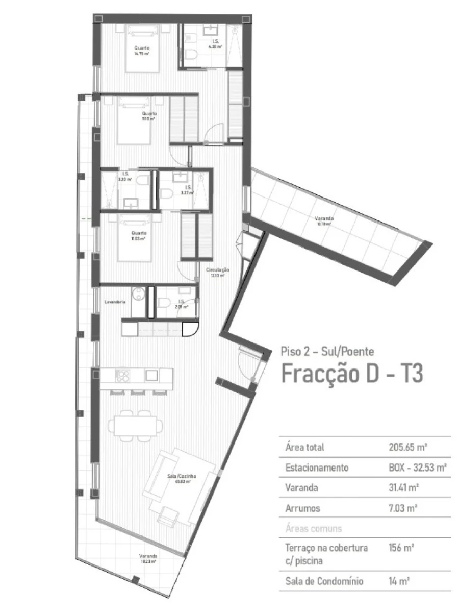 Apartamento T3 para Venda em São Mamede de Infesta e Senhora da Hora Planta 1