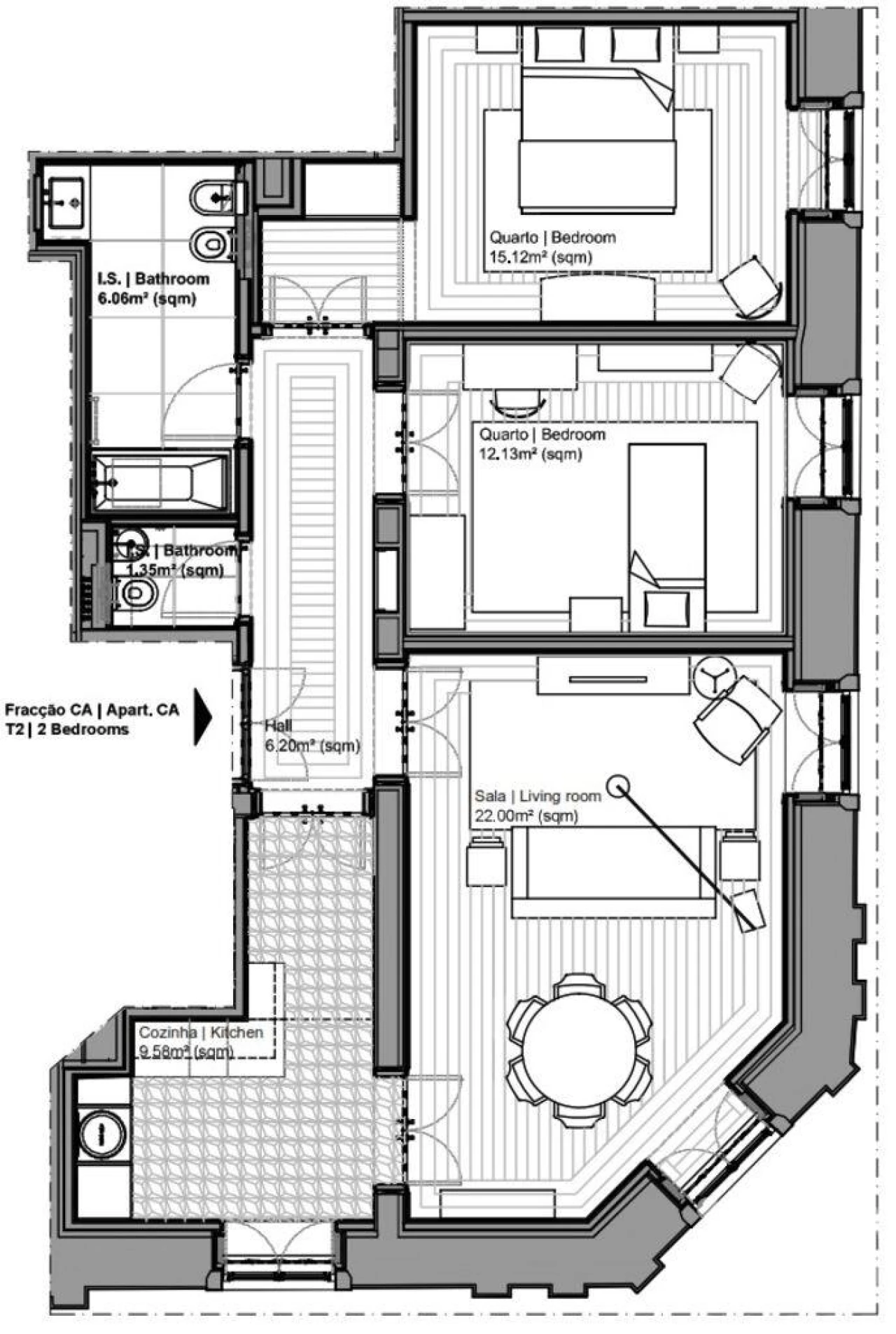 Apartamento T2 para Arrendamento em Santo António Foto 28