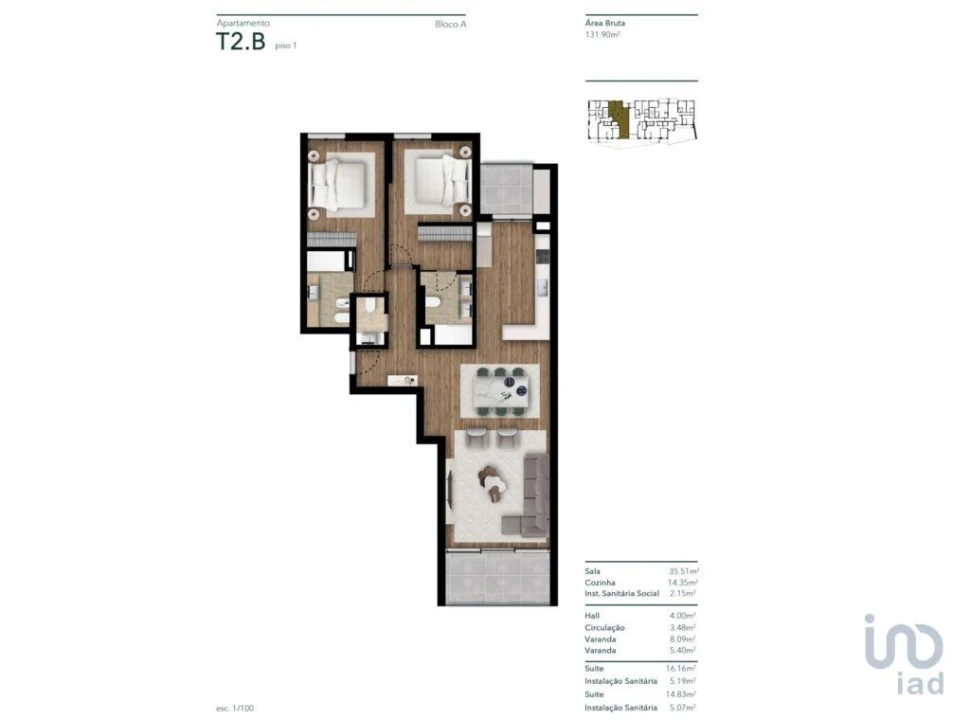 Apartamento T2 para Venda em Imaculado Coração de Maria Foto 12