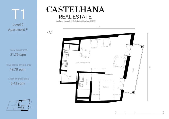 Apartamento T1 para Venda em Santo António Planta 1