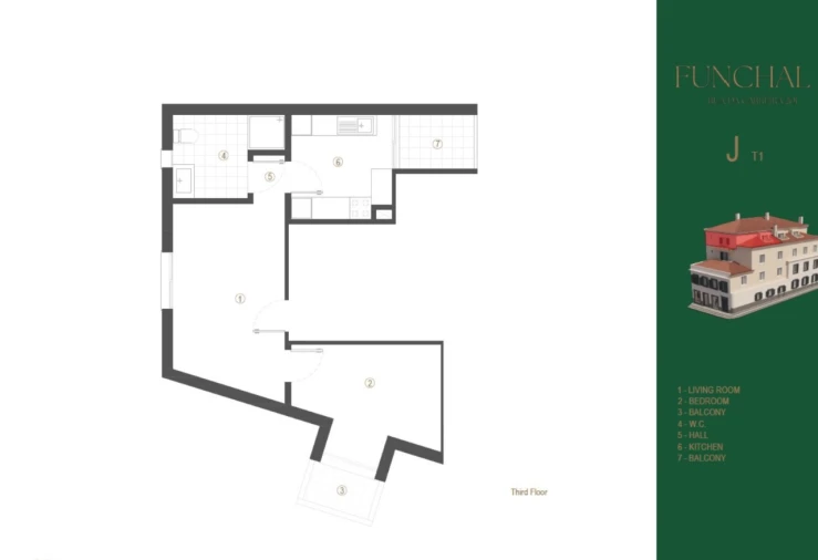 Apartamento T1 para Venda em Funchal (São Pedro) Planta 1