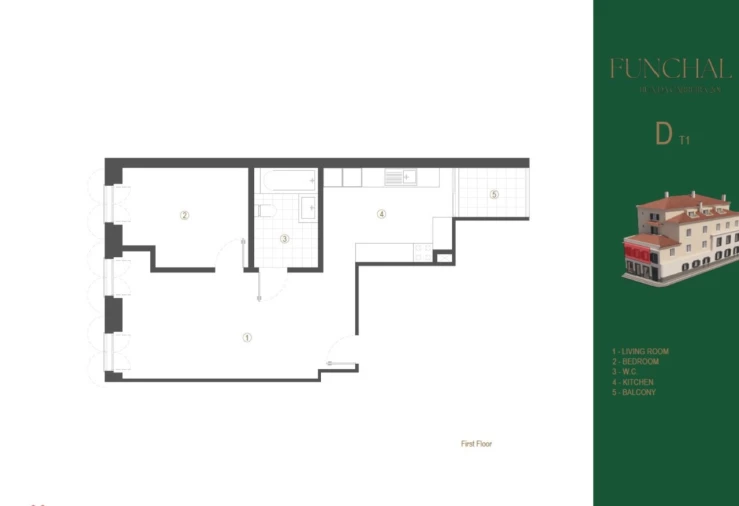 Apartamento T1 para Venda em Funchal (São Pedro) Planta 1