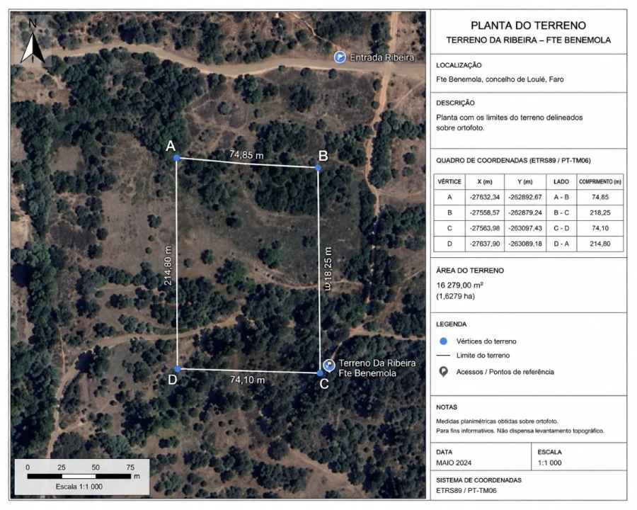 Terreno Agricola ou Rústico para Venda em Querença, Tôr e Benafim Planta 2