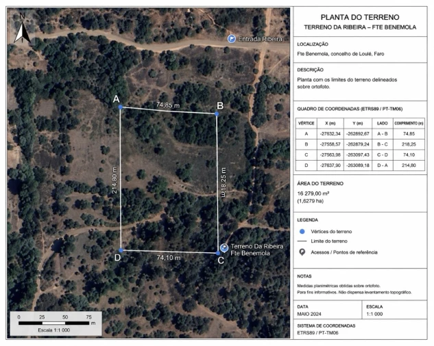Terreno Agricola ou Rústico para Venda em Querença, Tôr e Benafim Planta 2