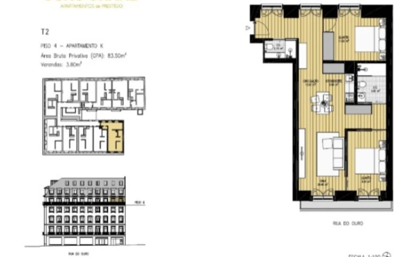Apartamento T2 para Venda em Santa Maria Maior Planta 2