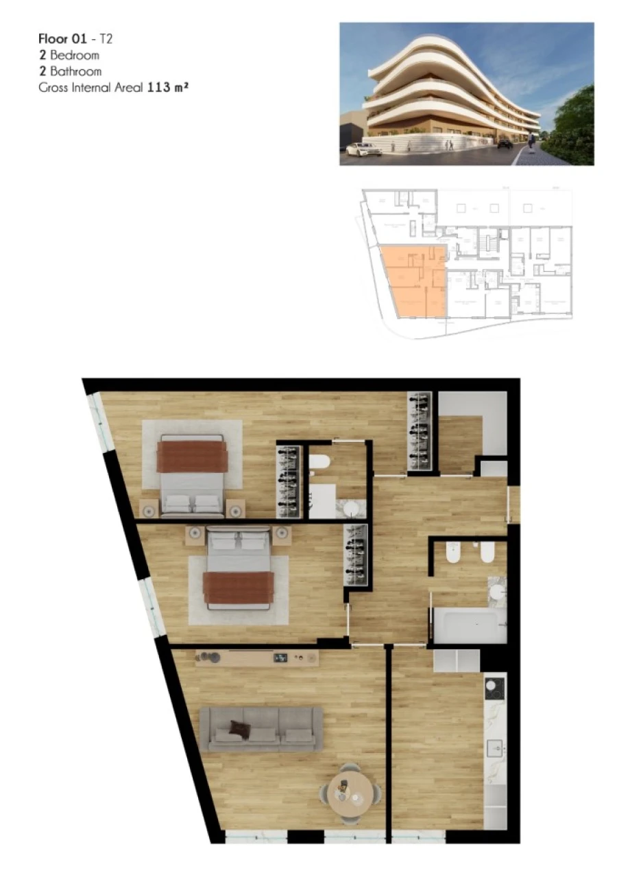 Apartamento T2 para Venda em Quarteira Planta 1