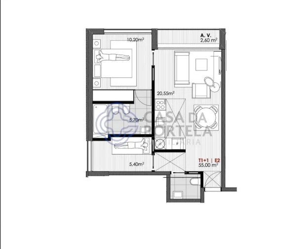 Apartamento T1 para Venda em Mafamude e Vilar do Paraíso Foto 12