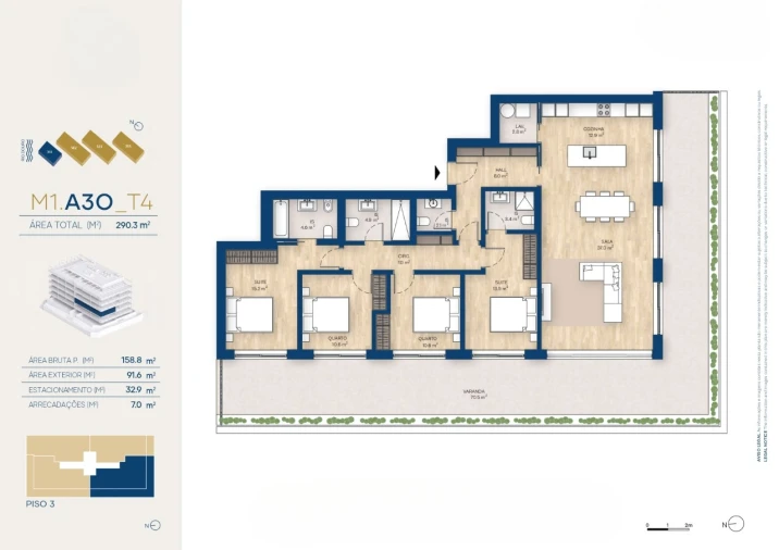 Apartamento T4 para Venda em Canidelo Planta 1