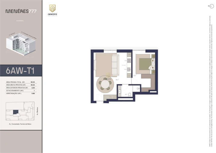 Apartamento T1 para Venda em Matosinhos e Leça da Palmeira Planta 1