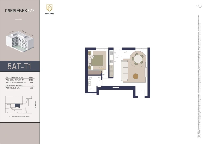 Apartamento T1 para Venda em Matosinhos e Leça da Palmeira Planta 1