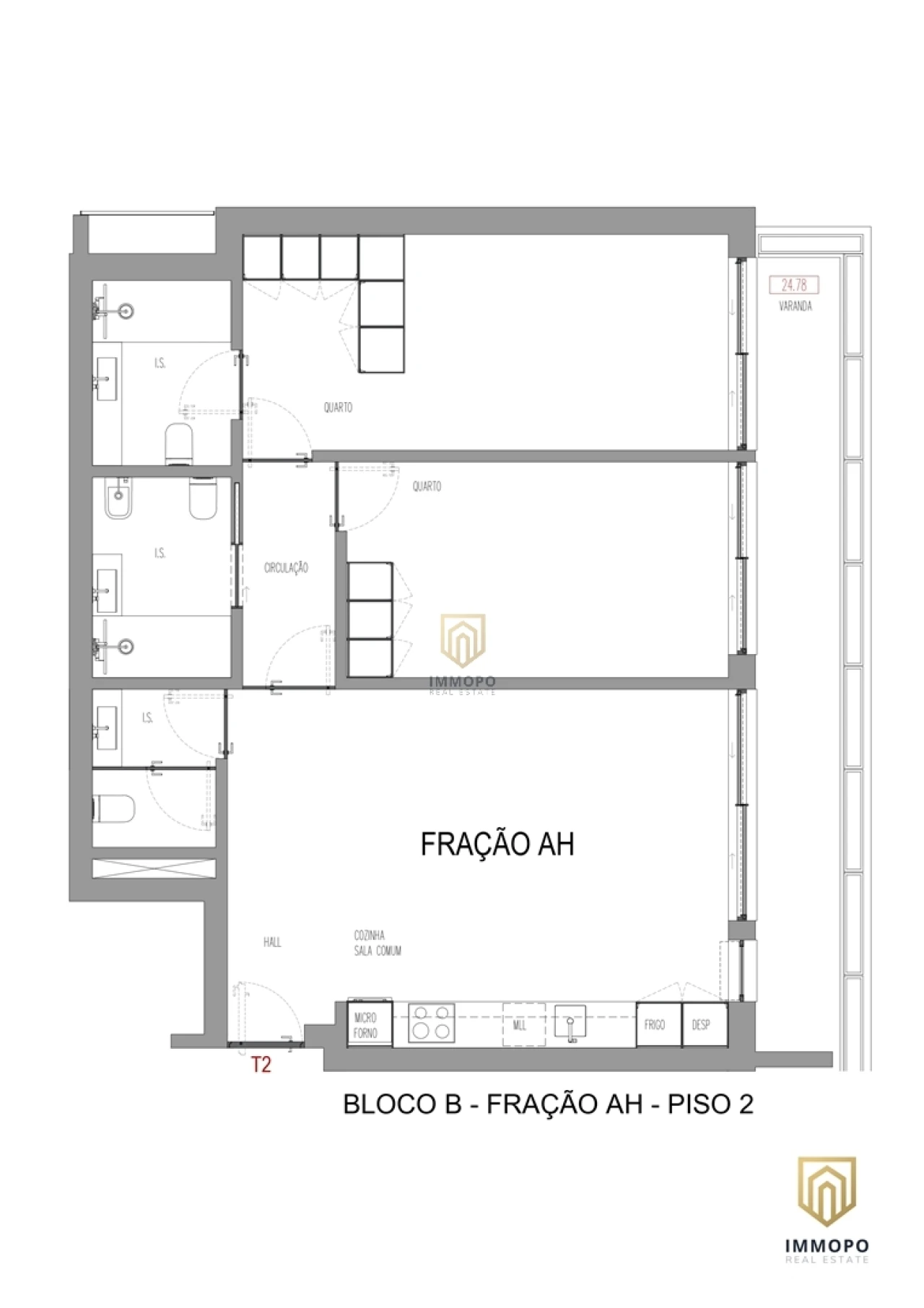 Apartamento T2 para Venda em Madalena Foto 22