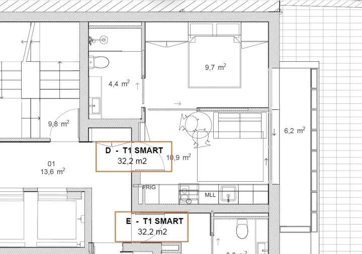 Apartamento T1 para Venda em São Mamede de Infesta e Senhora da Hora Planta 1