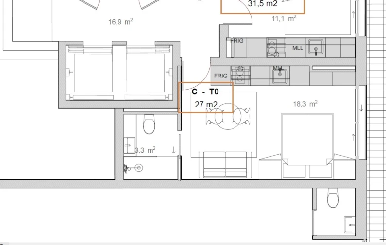 Apartamento para Venda em São Mamede de Infesta e Senhora da Hora Planta 1