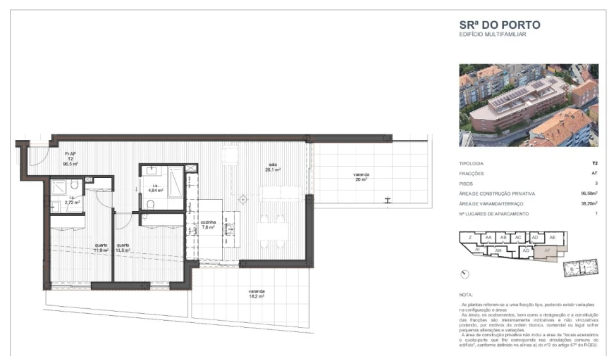 Apartamento T2 para Venda em Ramalde Planta 1