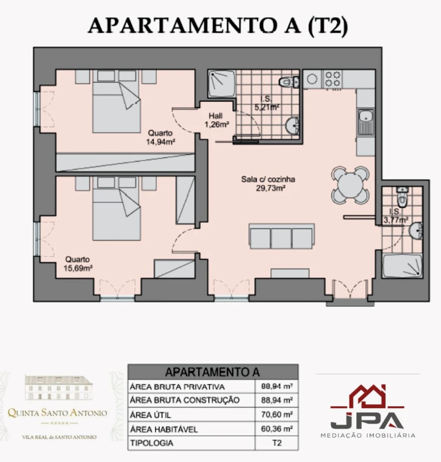 Apartamento T2 para Venda em Vila Real de Santo Antonio Planta 1