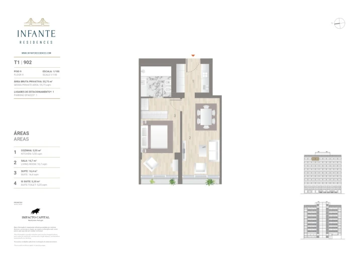 Apartamento T1 para Venda em Estrela Planta 1