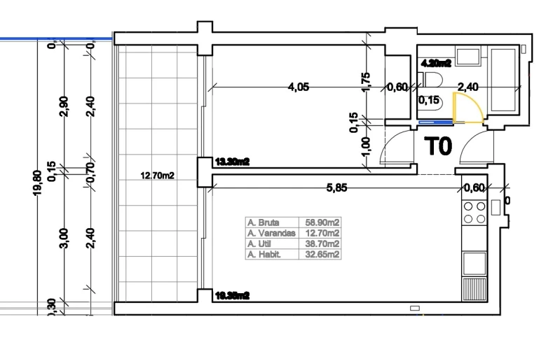 Apartamento T1 para Venda em Albufeira e Olhos de Água Planta 1