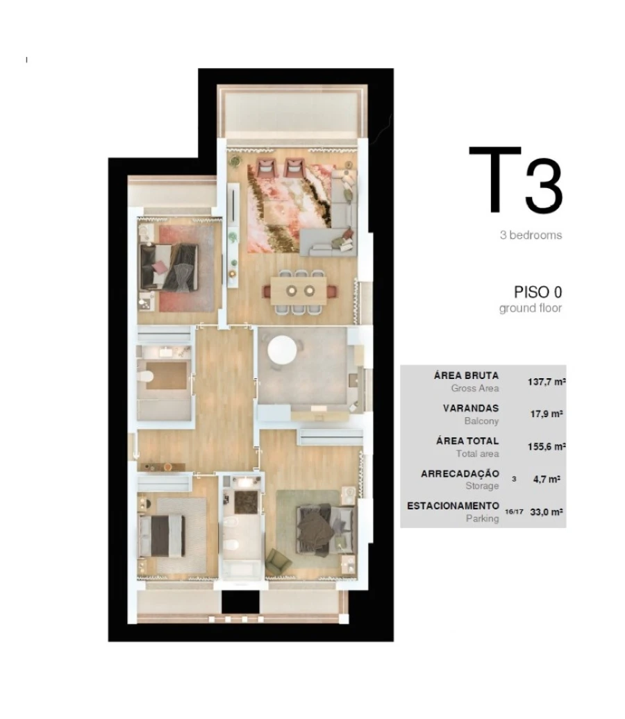 Apartamento T3 para Venda em Albufeira e Olhos de Água Planta 1