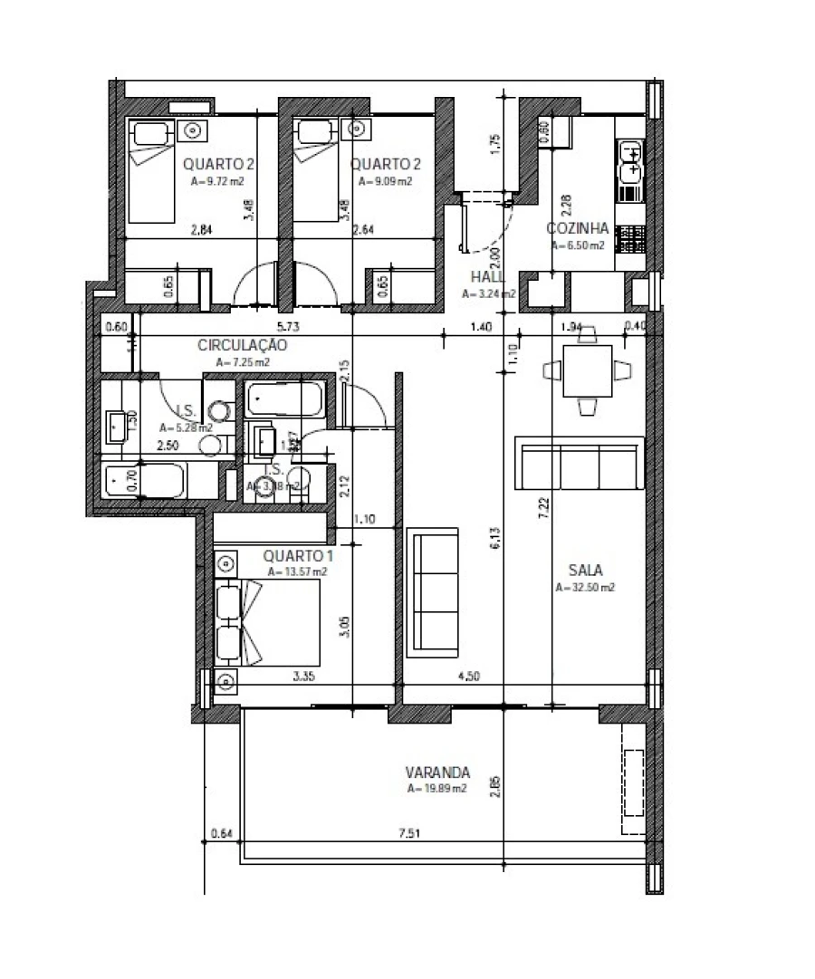 Apartamento T3 para Venda em Mexilhoeira Grande Planta 1