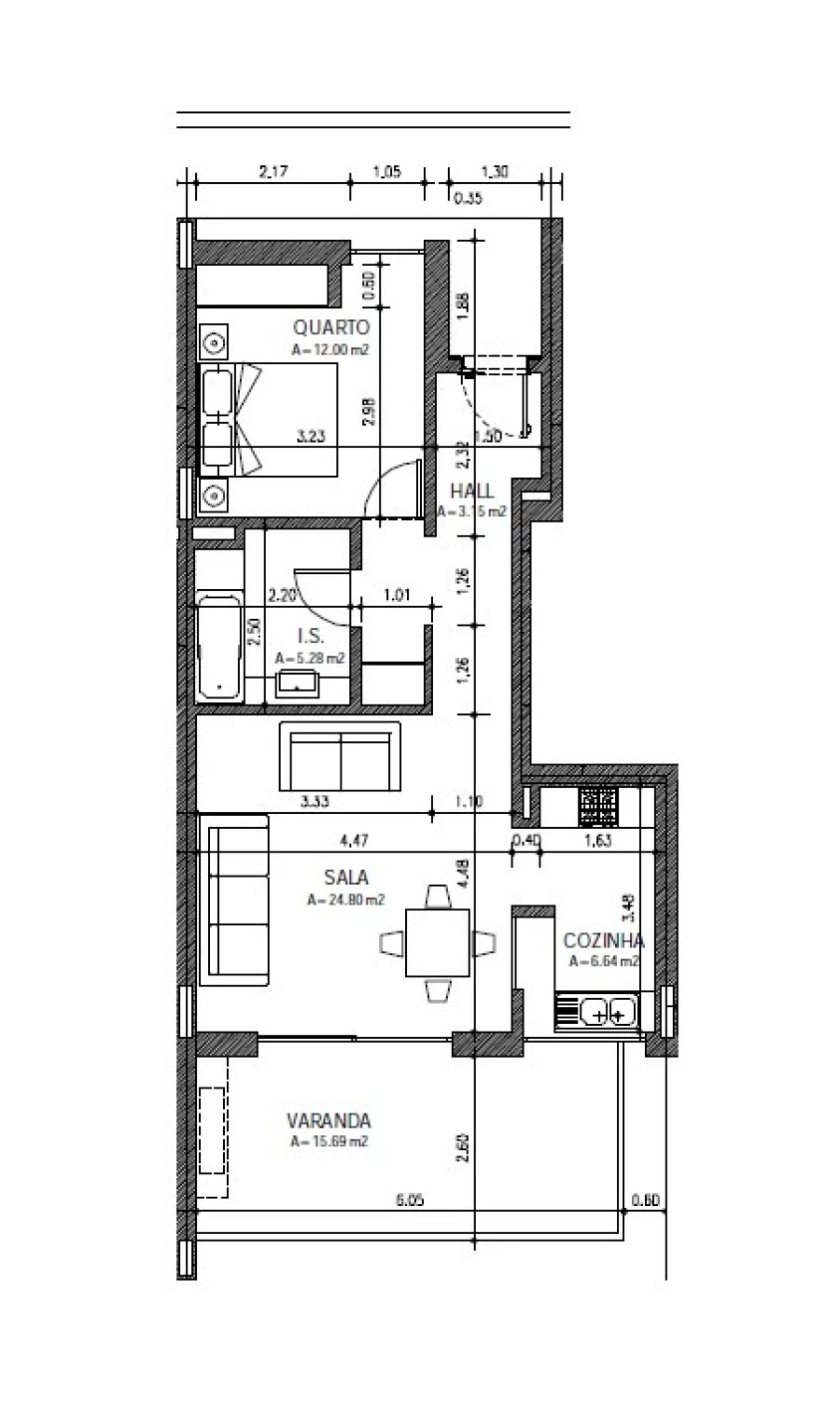 Apartamento T1 para Venda em Mexilhoeira Grande Planta 1