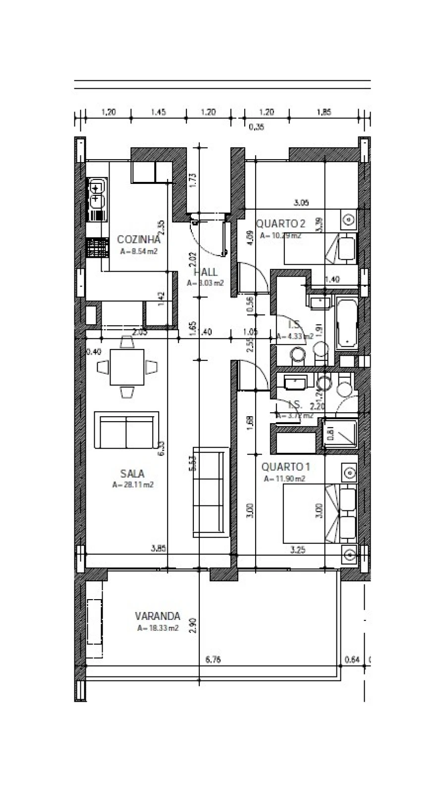 Apartamento T2 para Venda em Mexilhoeira Grande Planta 1