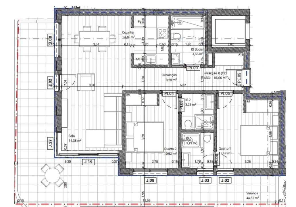 Apartamento T2 para Venda em Conceição e Cabanas de Tavira Planta 2