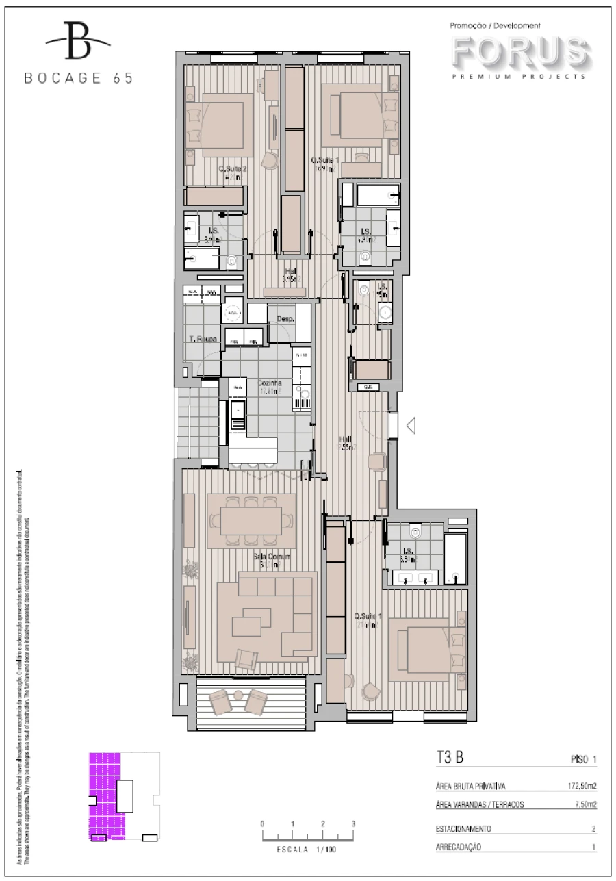 Apartamento T3 para Venda em Avenidas Novas Planta 1