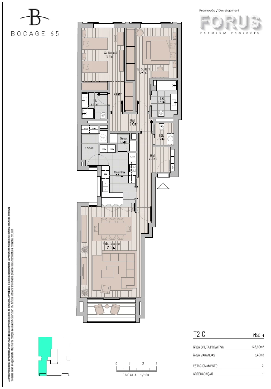 Apartamento T2 para Venda em Avenidas Novas Planta 1