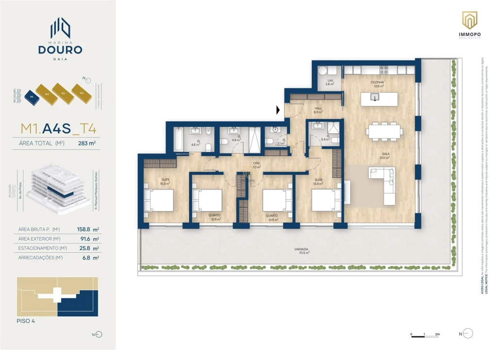 Apartamento T4 para Venda em Santa Marinha e São Pedro da Afurada Foto 22
