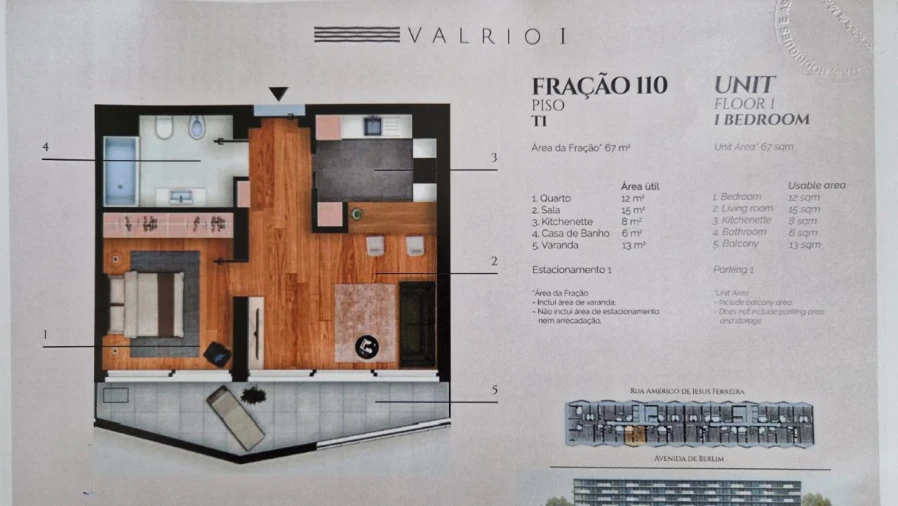 Apartamento T1 para Venda em Parque das Nações Planta 1