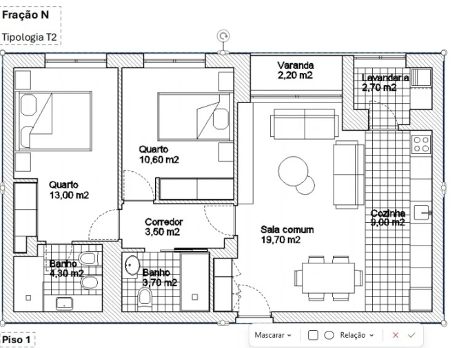Apartamento T2 para Venda em Ermesinde Planta 1