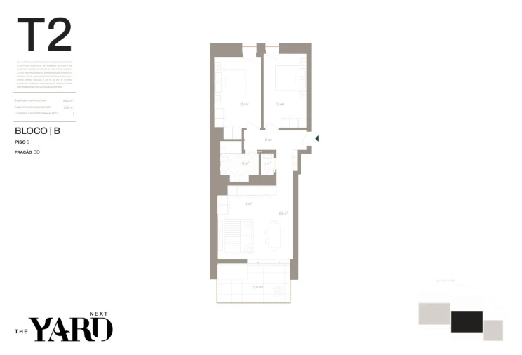 Apartamento T2 para Venda em Santa Marinha e São Pedro da Afurada Planta 1