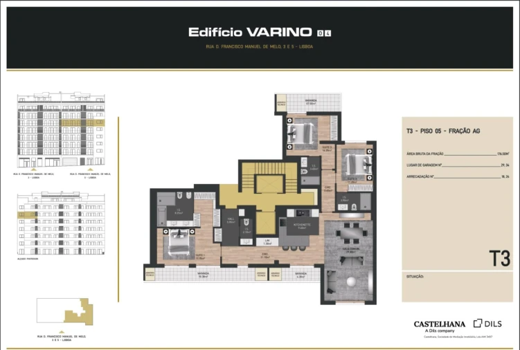 Apartamento T3 para Venda em Avenidas Novas Planta 1