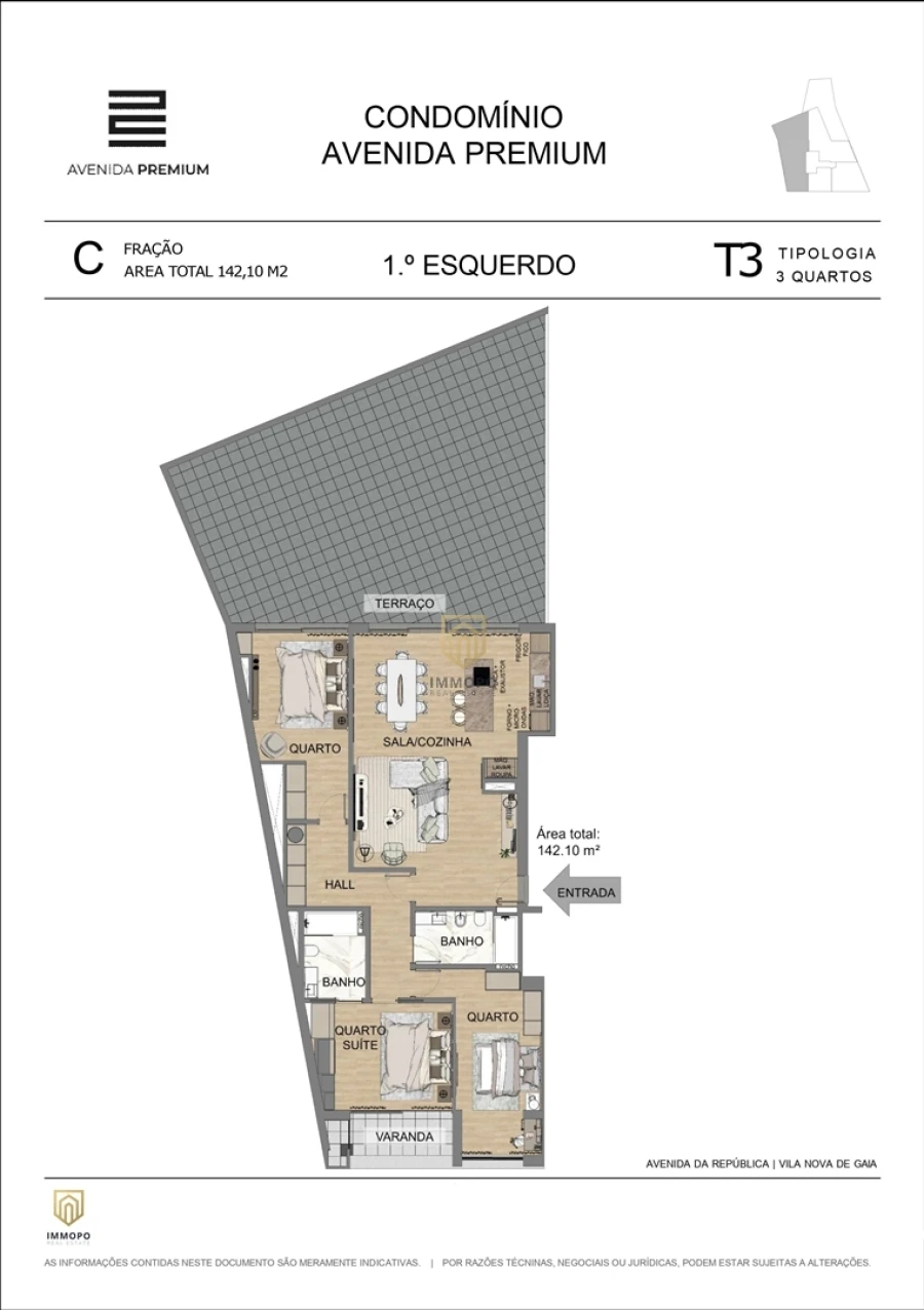Apartamento T3 para Venda em Mafamude e Vilar do Paraíso Foto 23