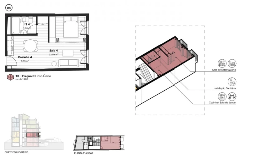 Apartamento T1 para Venda em Cedofeita, Santo Ildefonso, Sé, Miragaia, São Nicolau e Vitória Planta 1