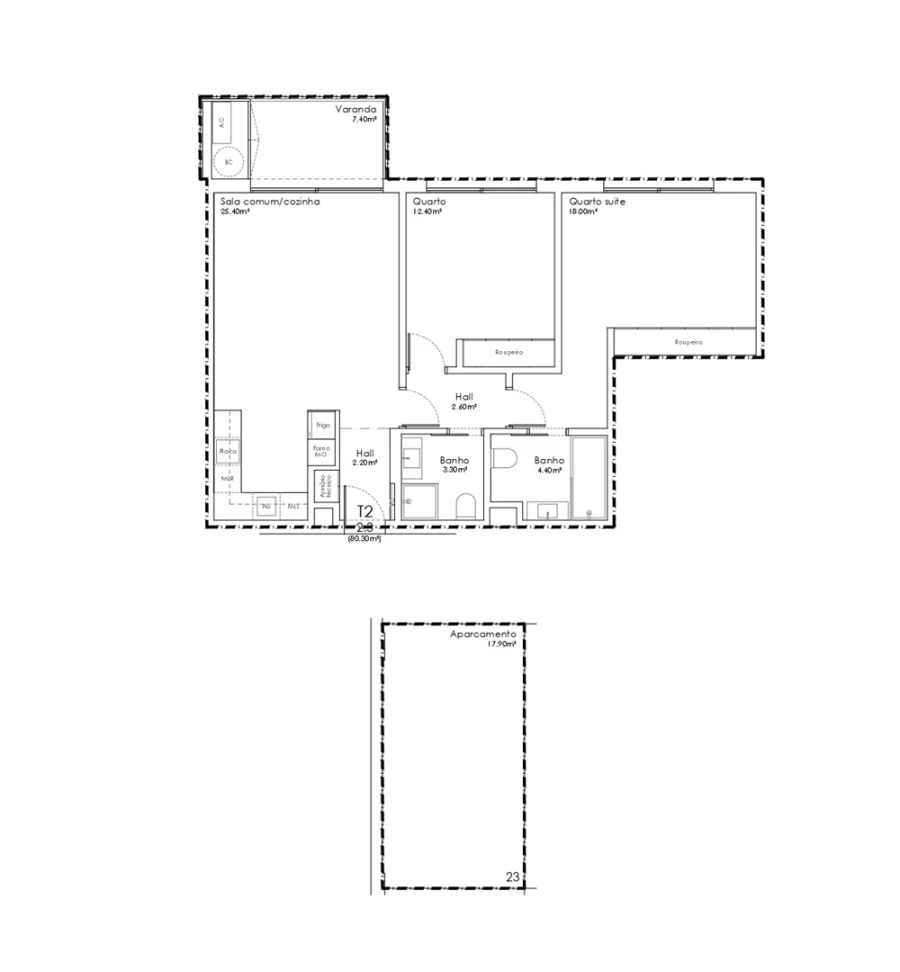 Apartamento T2 para Venda em São João da Madeira Planta 1