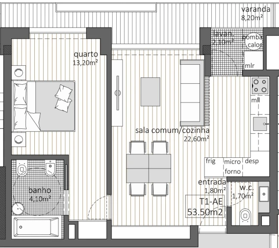 Apartamento T1 para Venda em Baguim do Monte (Rio Tinto) Planta 1