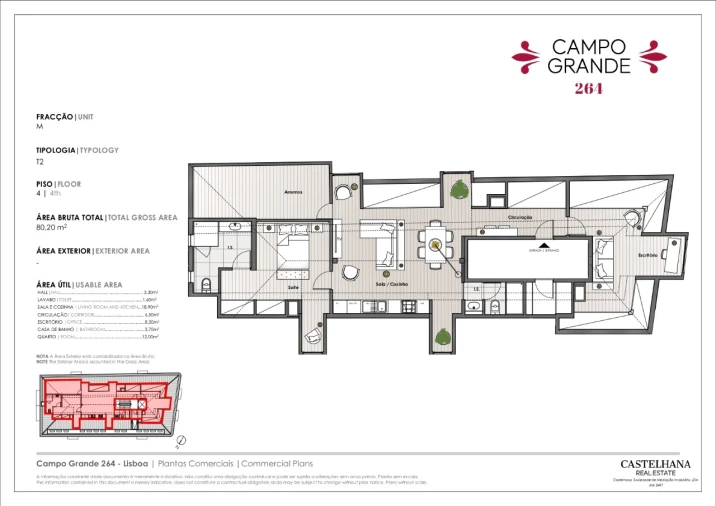 Apartamento T2 para Venda em Alvalade Planta 1