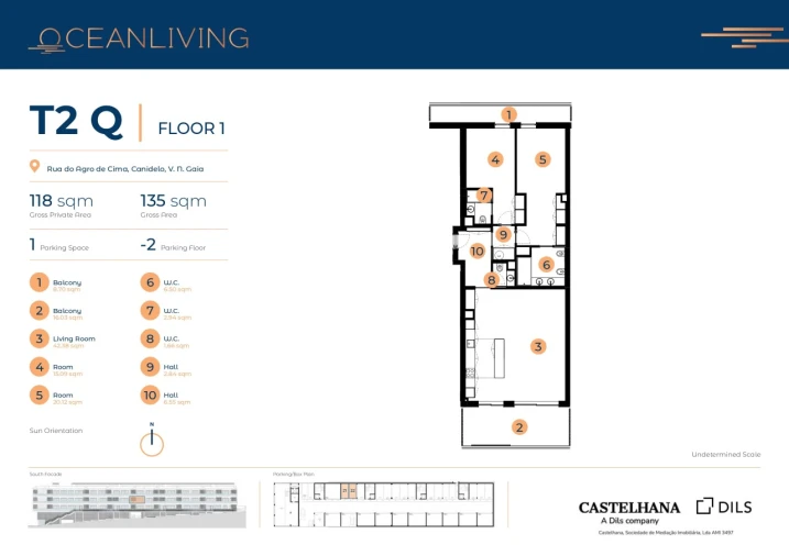 Apartamento T2 para Arrendamento em Canidelo Planta 1