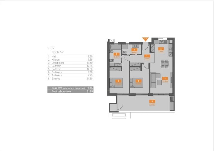 Apartamento T2 para Venda em Portimão Planta 1