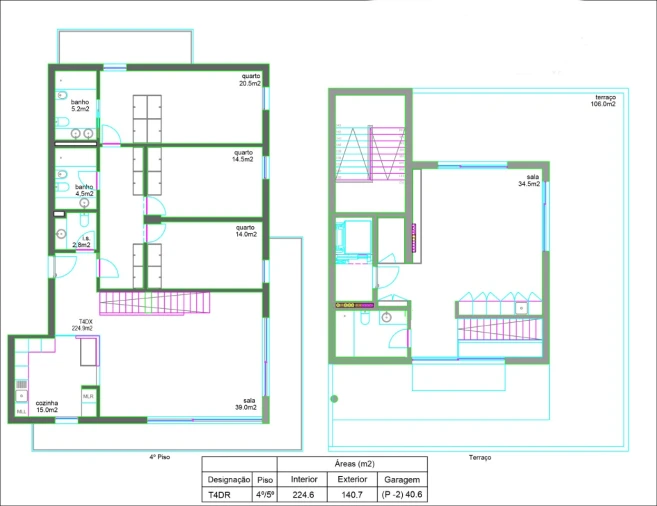 Apartamento T4 para Venda em Glória e Vera Cruz Planta 2