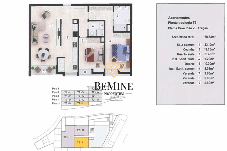 Apartamento T2 para Venda em Caniço Planta 1