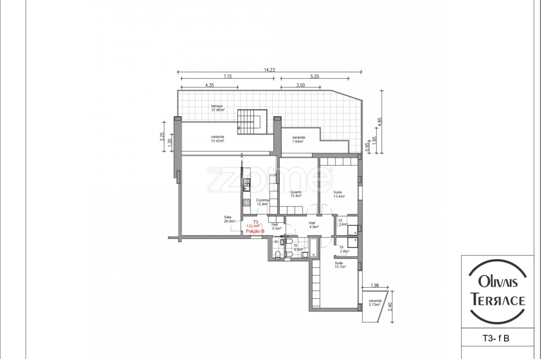 Apartamento T3 para Venda em Santo Antonio dos Olivais Planta 2