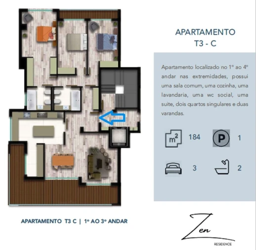 Apartamento T3 para Arrendamento em Montijo e Afonsoeiro Planta 2