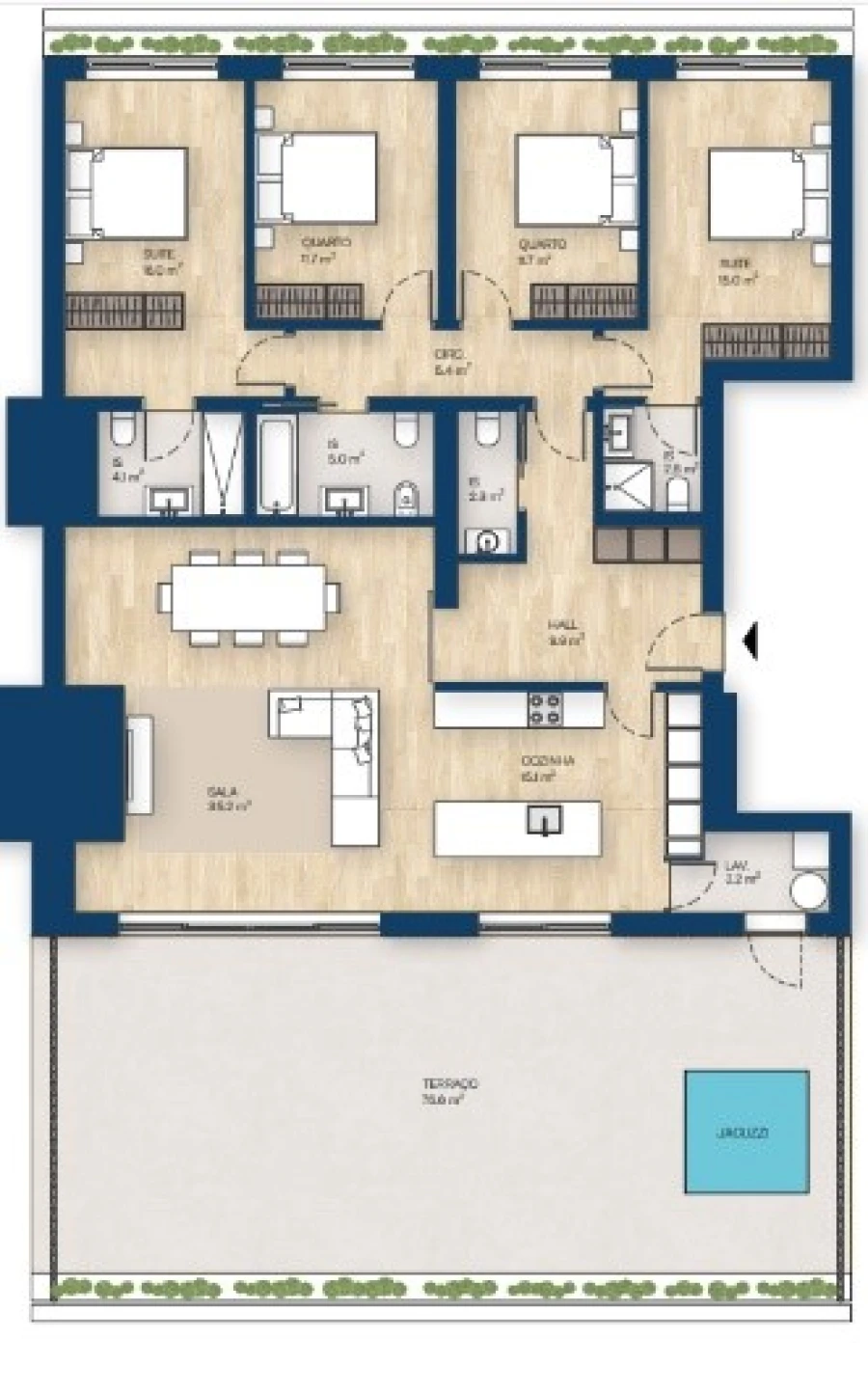 Apartamento T4 para Venda em Canidelo Planta 1