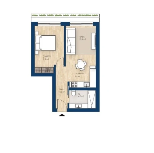 Apartamento T1 para Venda em Canidelo Planta 1