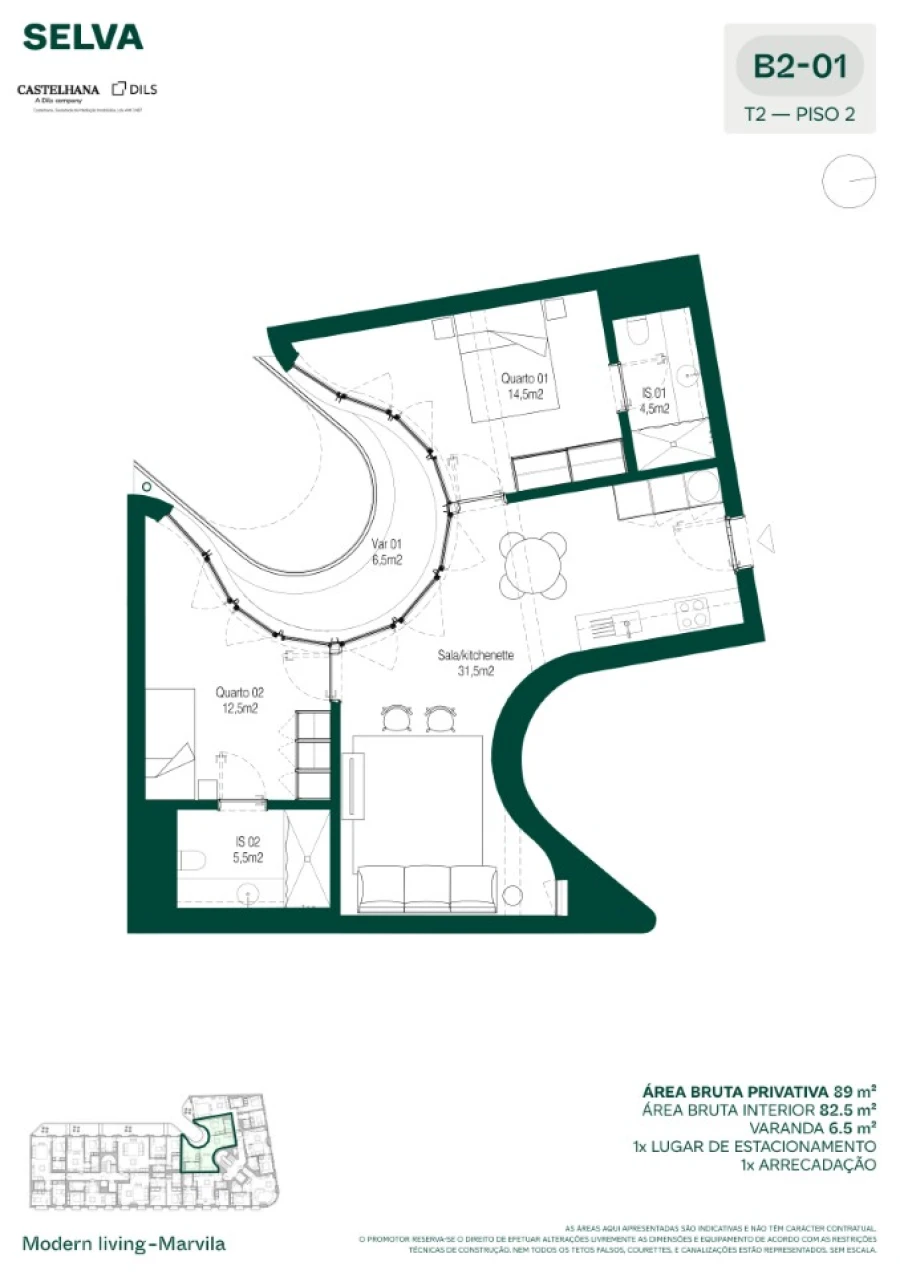 Apartamento T2 para Venda em Marvila Planta 1