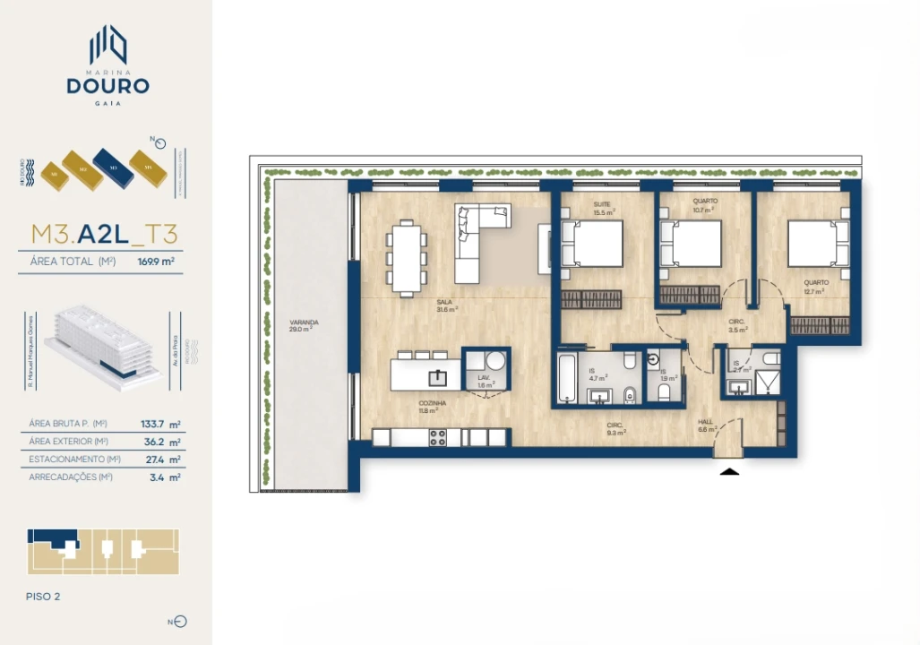 Apartamento T3 para Venda em Canidelo Foto 40